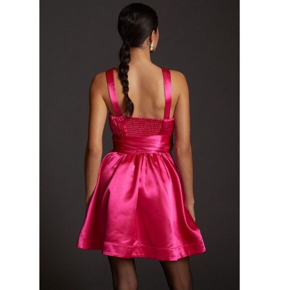 New Maeve Bow-Tie Satin Mini Dress - Picture 3 of 8